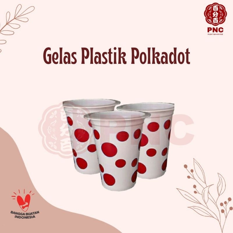 Gelas Plastik Polkadot/Gelas Plastik Es cream/ Gelas Universal