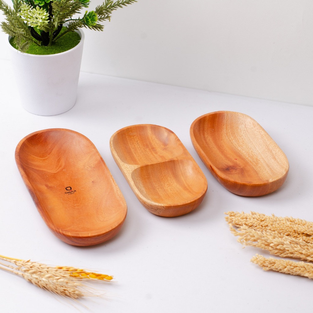 piring kayu/piring kayu set/piring sekat 2/piring saji kayu mahoni