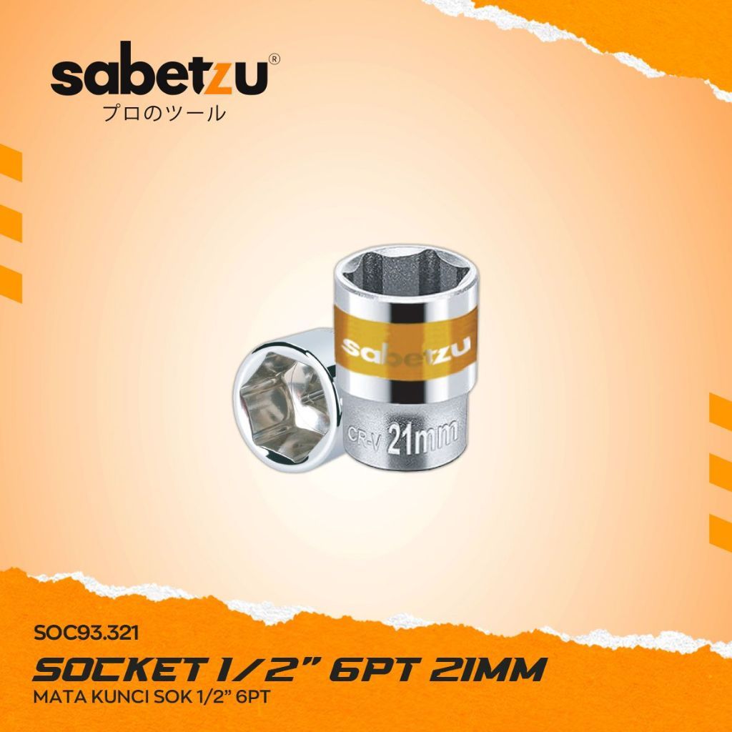 SABETZU 1/2" Kunci Mata Shock Sok 6PT 21mm Mata Kunci Shock Impact Socket 1/2 inch 6 PT Mata Kunci S