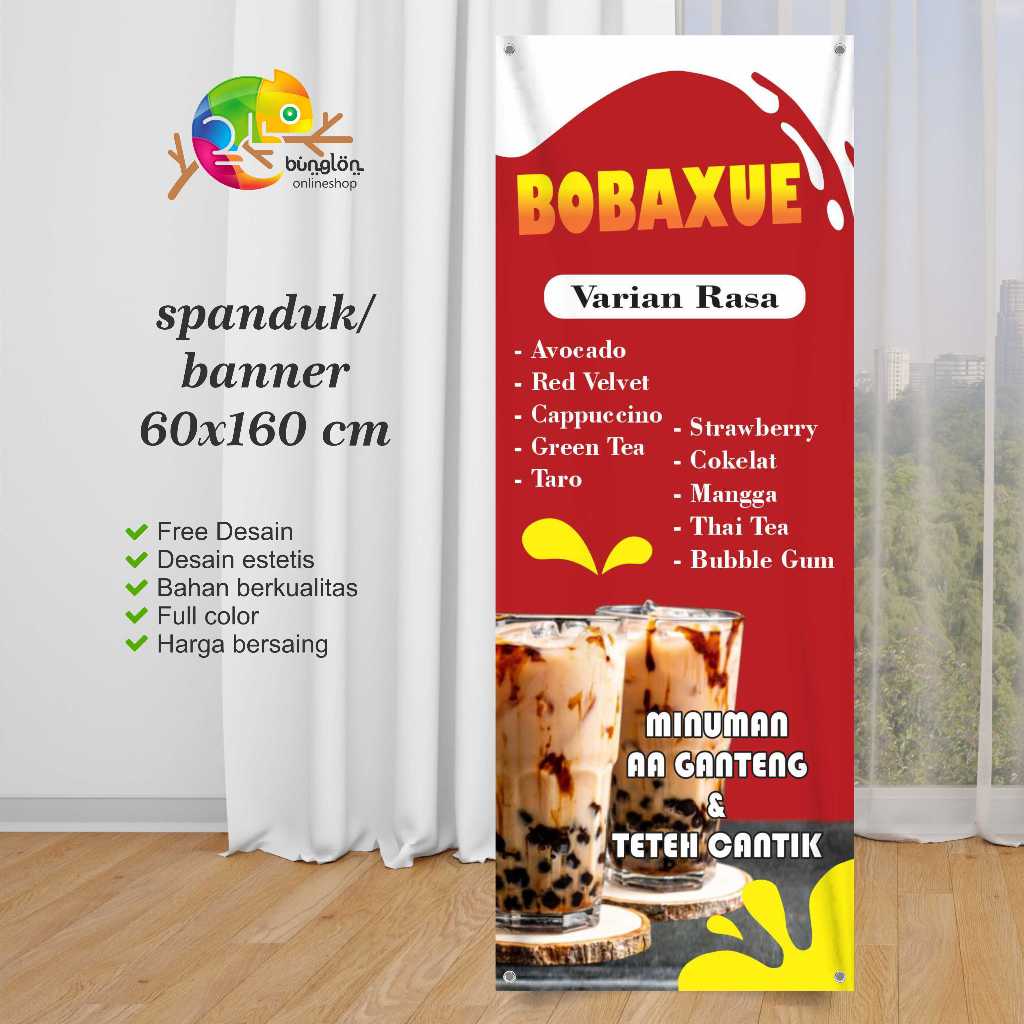 Spanduk 60x160 Banner Minuman Boba Custom Desain