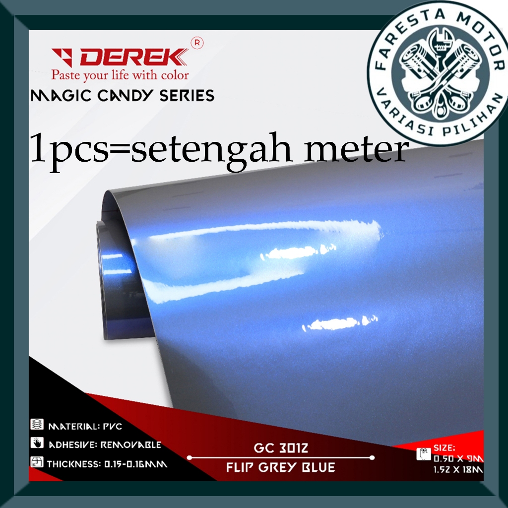 Skotlet abu lembayung biru bunglon Derek Stiker skotlite mutiara stiker Motor Lebar 50cm