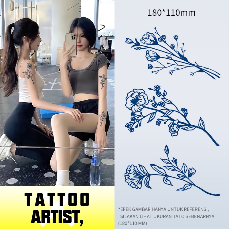 tato,tatto,Mawar,tato temporer,tato temporer, tahan 15 hari, tahan air, tinta buah tidak berbahaya b