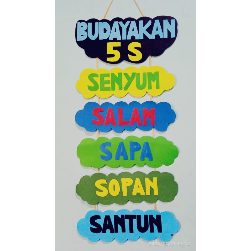 5 S / hiasan dinding kelas Rukun islam/ hiasan dinding kelas / dekorasi kelas /Absensi kelas/ tugas 
