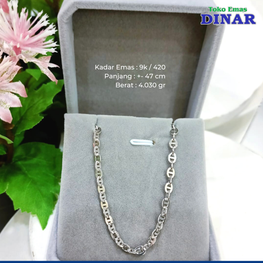 kalung variasi putih - emas muda - kadar 420/9k
