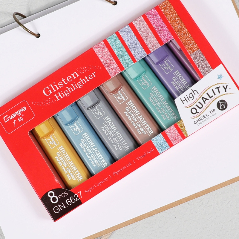 

Ay00! 8pcs/box Textliner Faber Castell Metalik 8 Warna / Highlighter / Textliner 46 Metallic