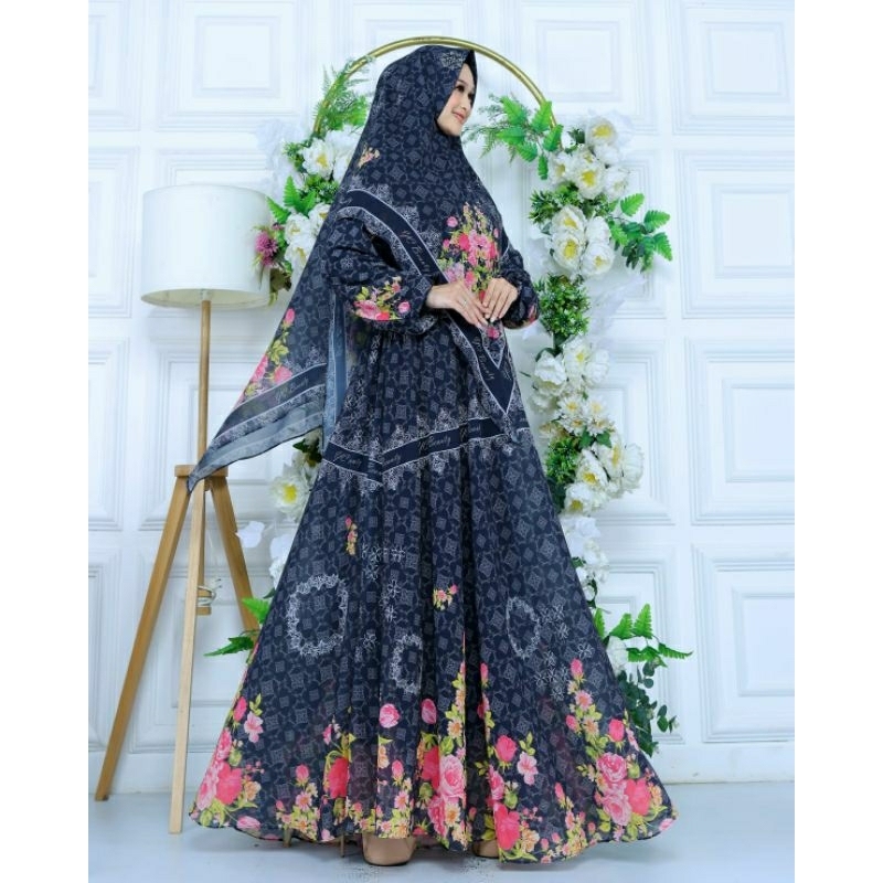 Gamis syar'i ceruty bahan printing ori