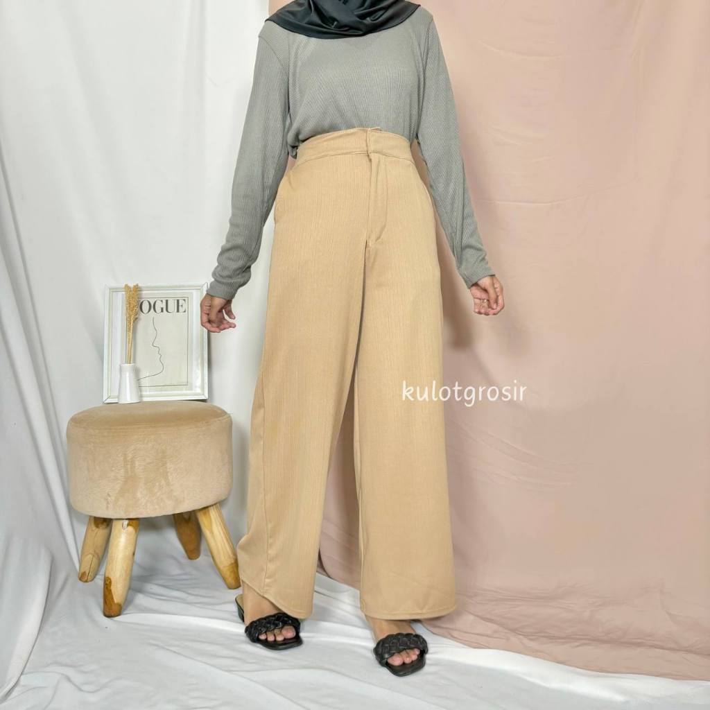 KULOT KNITT AROMALIN RESLETING/KULOT PANJANG HIGHWAIST BAHAN KNITT AROMALIN
