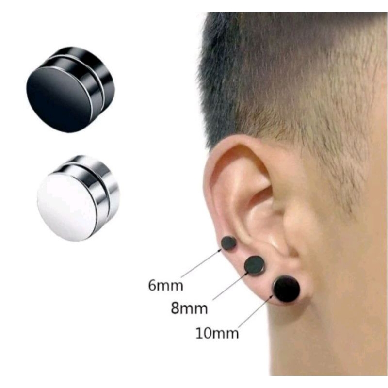 ANTING MAGNET 6 8 10MM TANPA TINDIK UNTUK 1 TELINGA