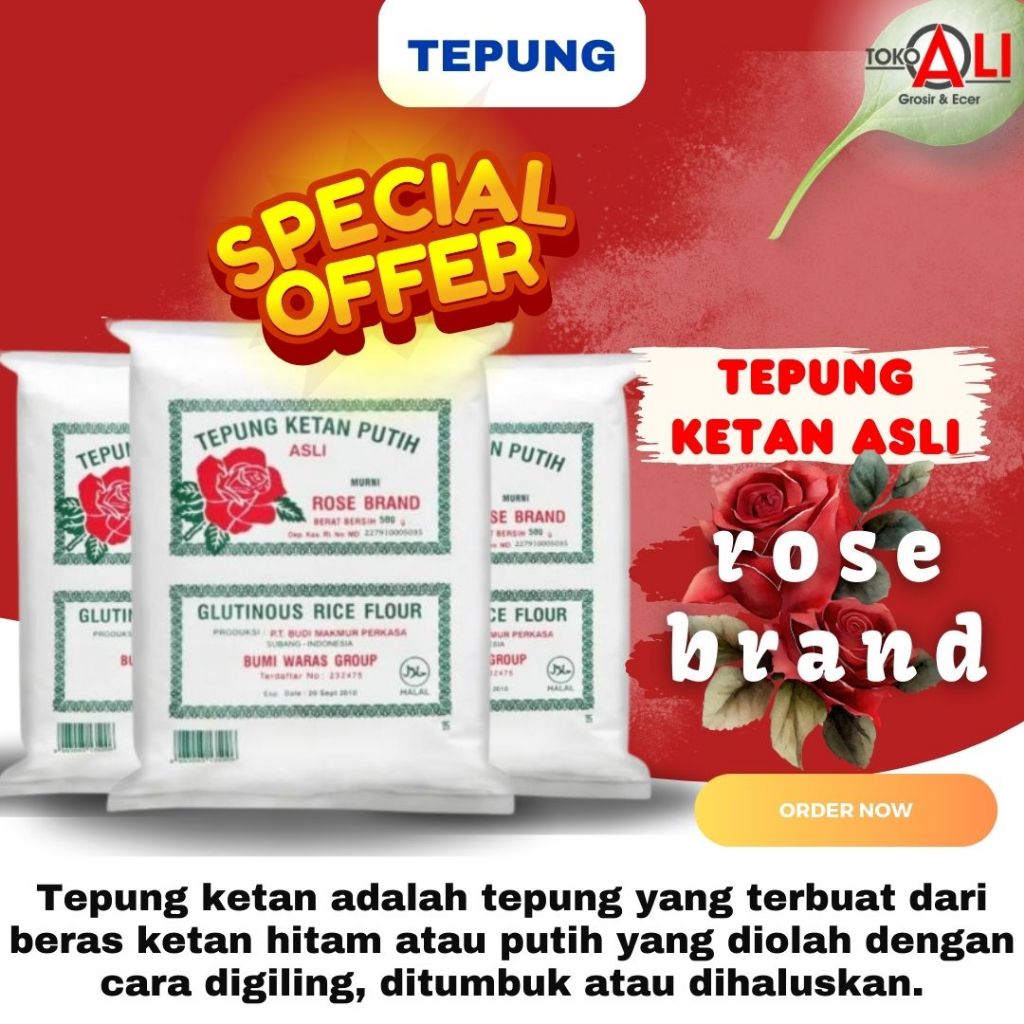 

Tepung ketan putih rose brand 500 gram