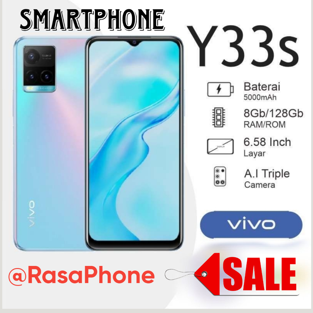 SMARTPHONE VIVO Y33S RAM 8GB+4GB ROM 128GB GARANSI RESMI 1 TAHUN