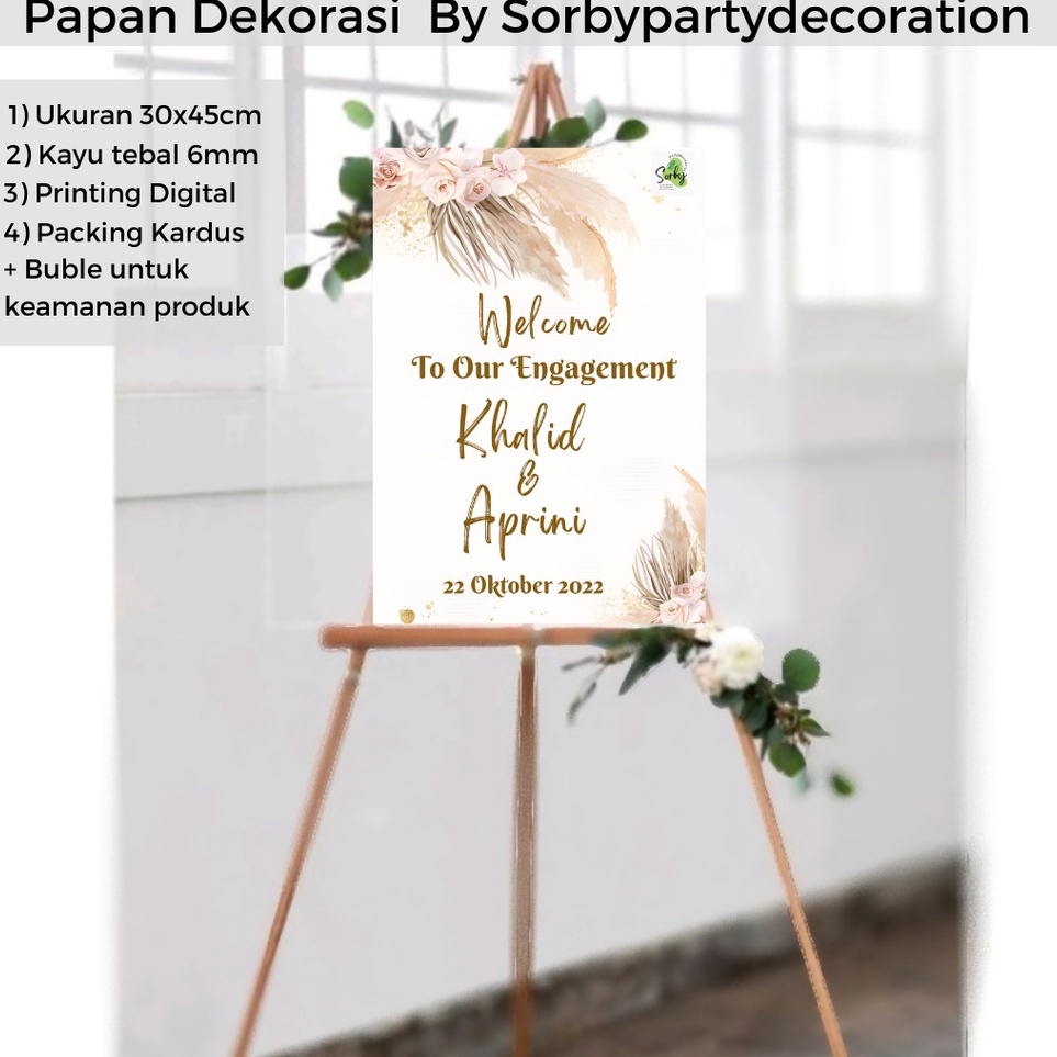 

Super papan dekorasi lamaran nikahan aqiqah dital printing dengan kaki kayu