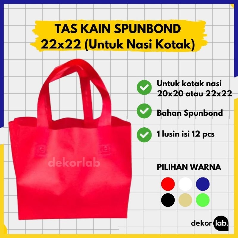 

(ISI 12 PCS) - Goodie Bag Tas Hajatan Box Nasi Ukuran 22x22 - Tas Spunbond