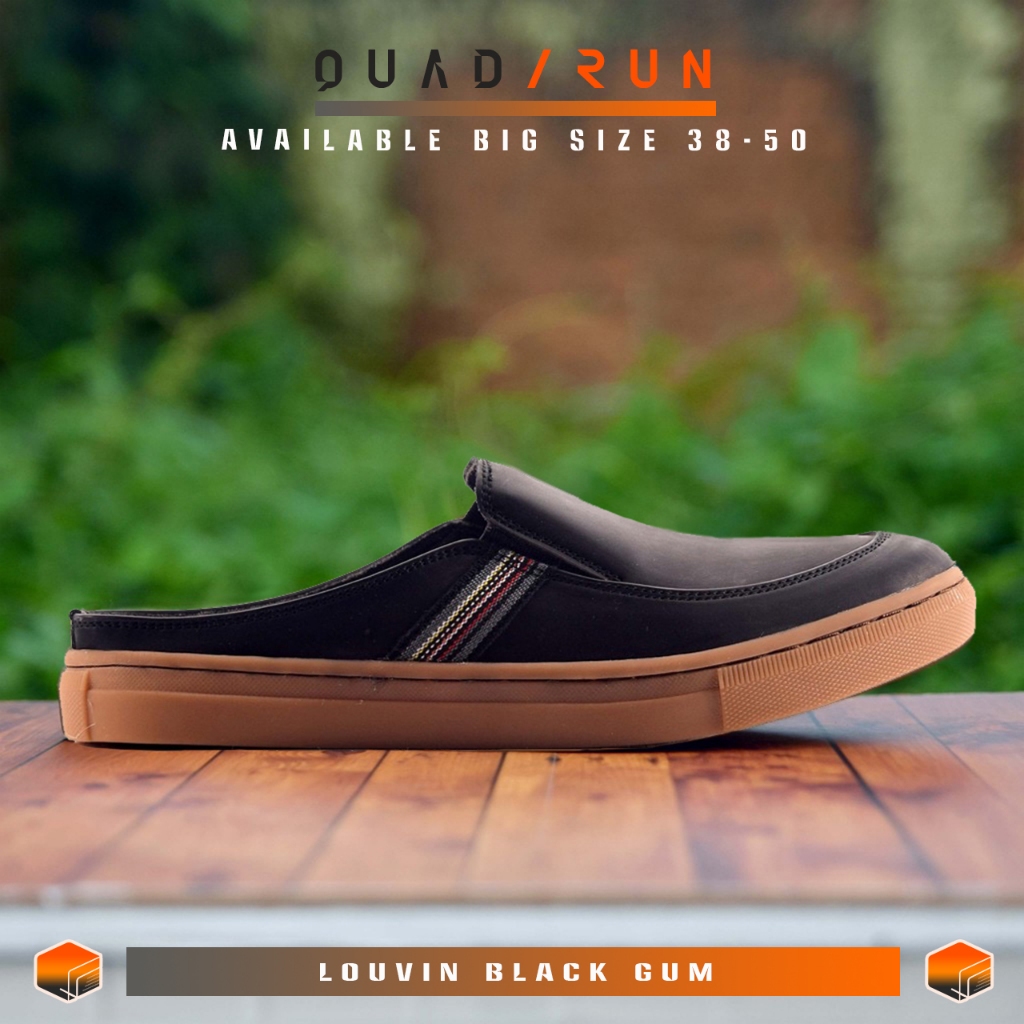 Sepatu Pria Kasual Tanpa Tali Ukuran Besar QuadRun Louvin | Sepatu Sneakers Pria Canvas Denim Keren 