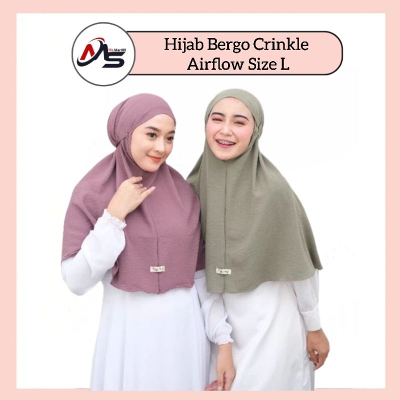 Bergo Crinkle Airflow / Hijab Bergo Crinkle Airflow /Bergo Maryam Crinkle Airflow Size L