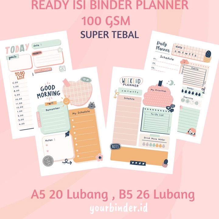 

Terkini Isi Binder Daily Planner Pastel Colorfull To Do List 2r26r A5B5 Ready Stock