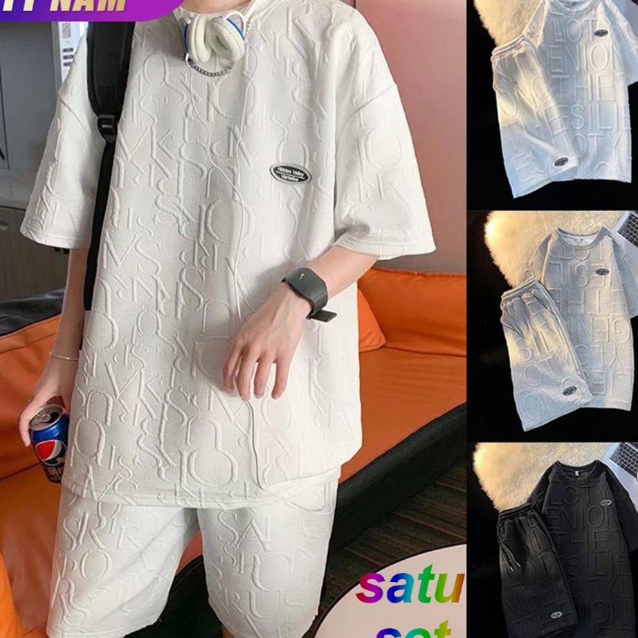 kaos pria korean style baju oversize pria kemeja oversize pria Set pakaian olahraga pria polos pende