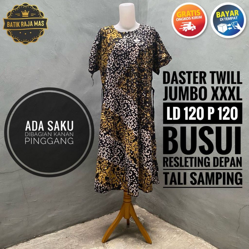 Daster Baju Tidur Lengan Pendek Twill Ori Pekalongan Motif Batik Abstrak Busui Friendly Resleting De