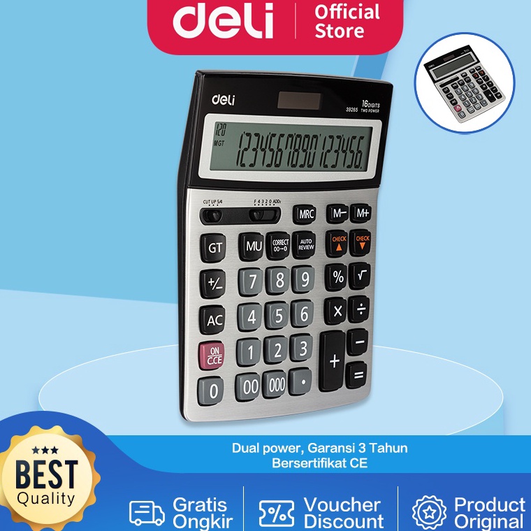 

Deli Kalkulator 12 Check 16 Digit Garansi 3 Tahun LCD besar dan kualitas tinggi E39265 yxn
