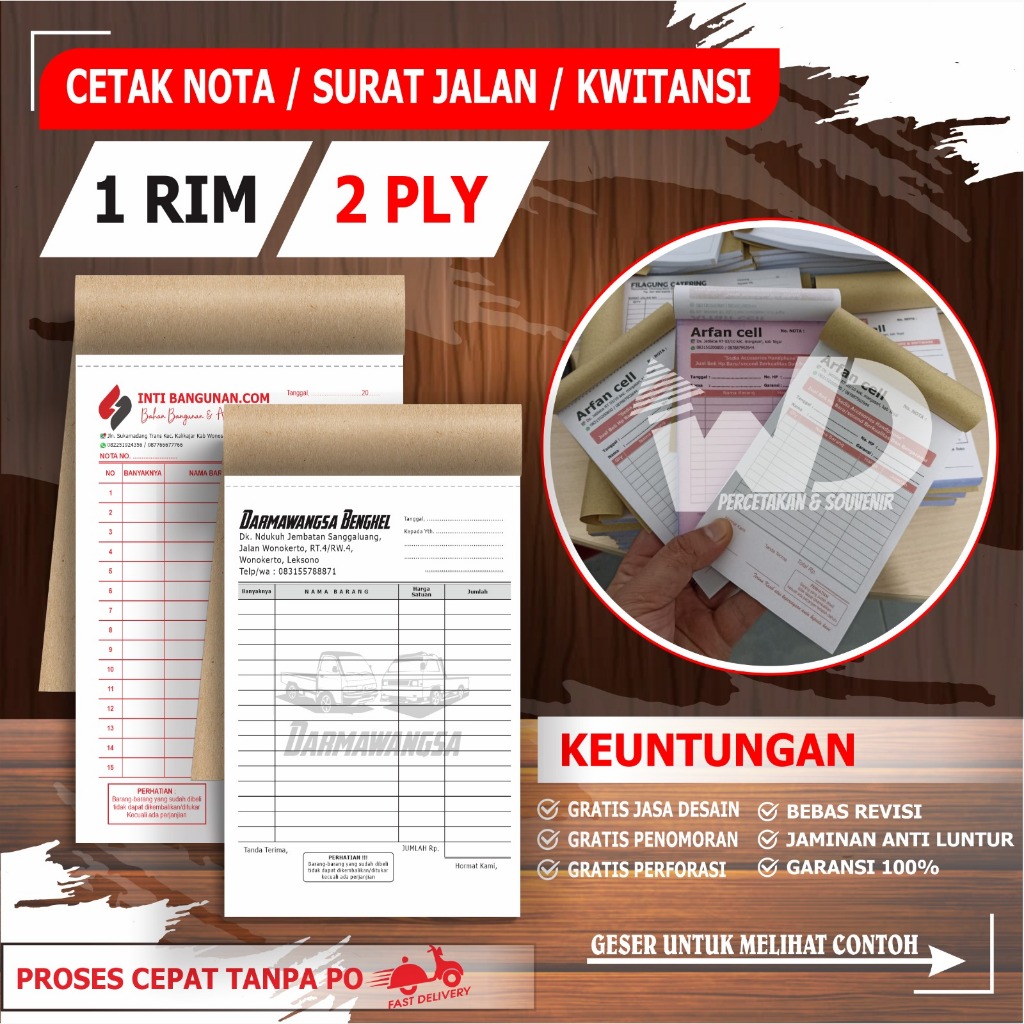 

Cetak nota 2 ply 1 rim