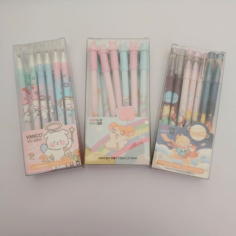

(12 pcs) Bolpen/Pulpen/Ballpoint Gell Hapus Fancy