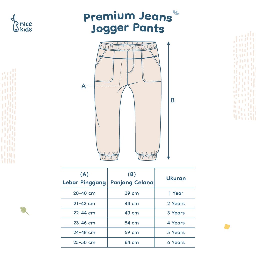 Nice Kids - Premium Jeans Jogger Baby Kids Pants Celana Anak Unisex (Size 1-6 Tahun) Bawahan Anak Laki-Laki Perempuan Denim