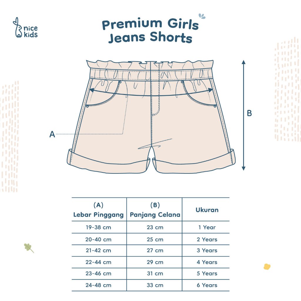Nice Kids - Premium Girls Jeans Short Baby Celana Pendek Anak Perempuan 1-6 Tahun Bawahan Anak Perempuan Denim