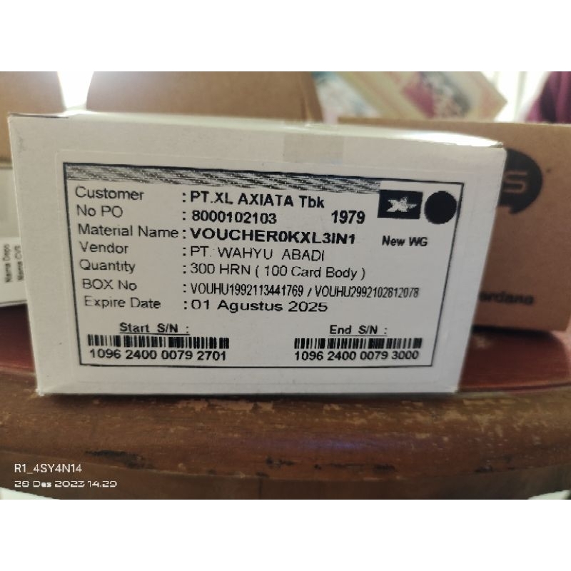 GROSIR VOUCHER XL KOSONGAN PER BOX (400PCS/SN)