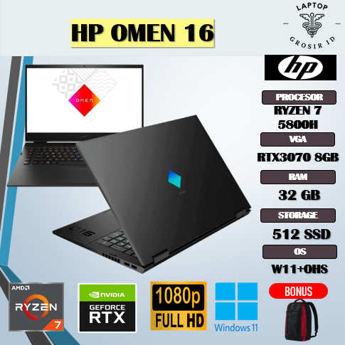 HP OMEN 16 RYZEN 7 5800H RTX3070 8GB/ 32GB 512GB 16.1FHD 144HZ