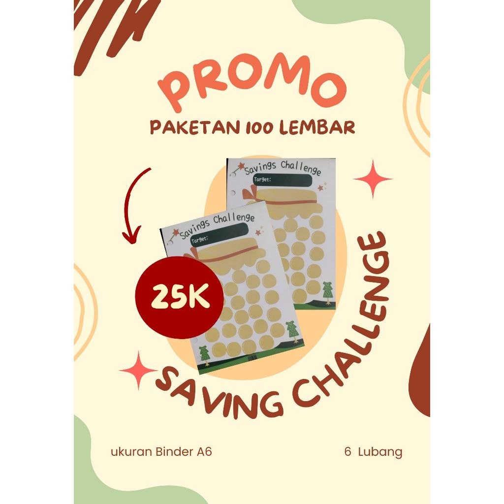 

Paket Lengkap 100 Lembar Saving Challange binder ukuran A6 6 lubang murah / Tantangan Menabung