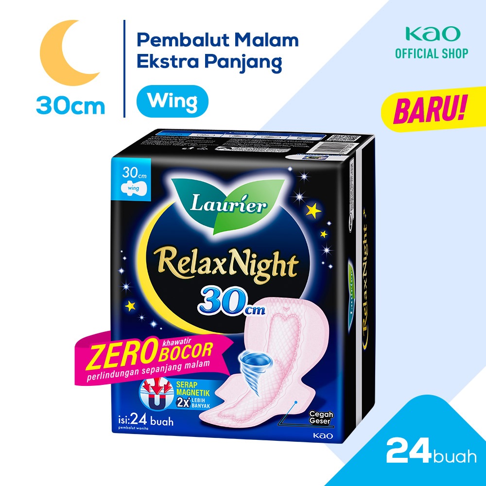 Laurier Relax Night Pembalut Wanita Wing 30cm 24s