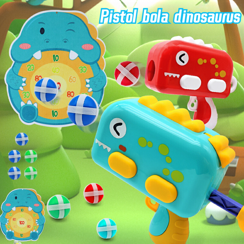【COD】Mainan Pistol Dinosaurus Menembak Sasaran Bola Ssenjata mainan peluru plastik bulat Lengket Int