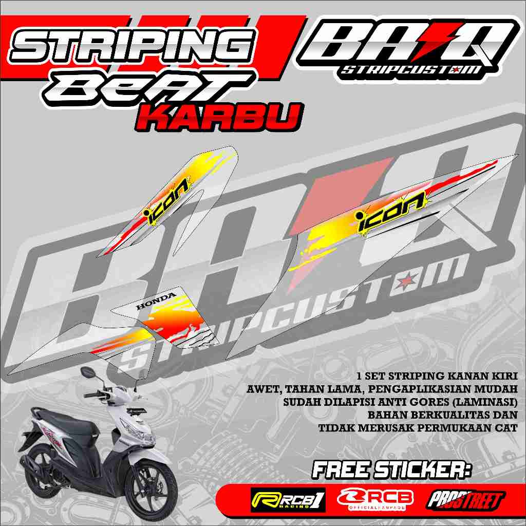 STICKER STRIPING TRANSPARAN BEAT KARBU - STICKER STRIPING BEAT KARBU TRANSPARAN MOTIF ABSTRAK