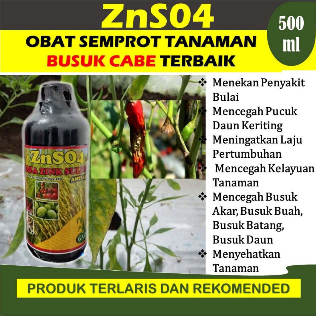 PUPUK ANTI BUSUK CABE AMPUH ZnSO4 GAZA 500ML Pupuk Pencegah Busuk Akar, Busuk Buah, Busuk Batang, Bu