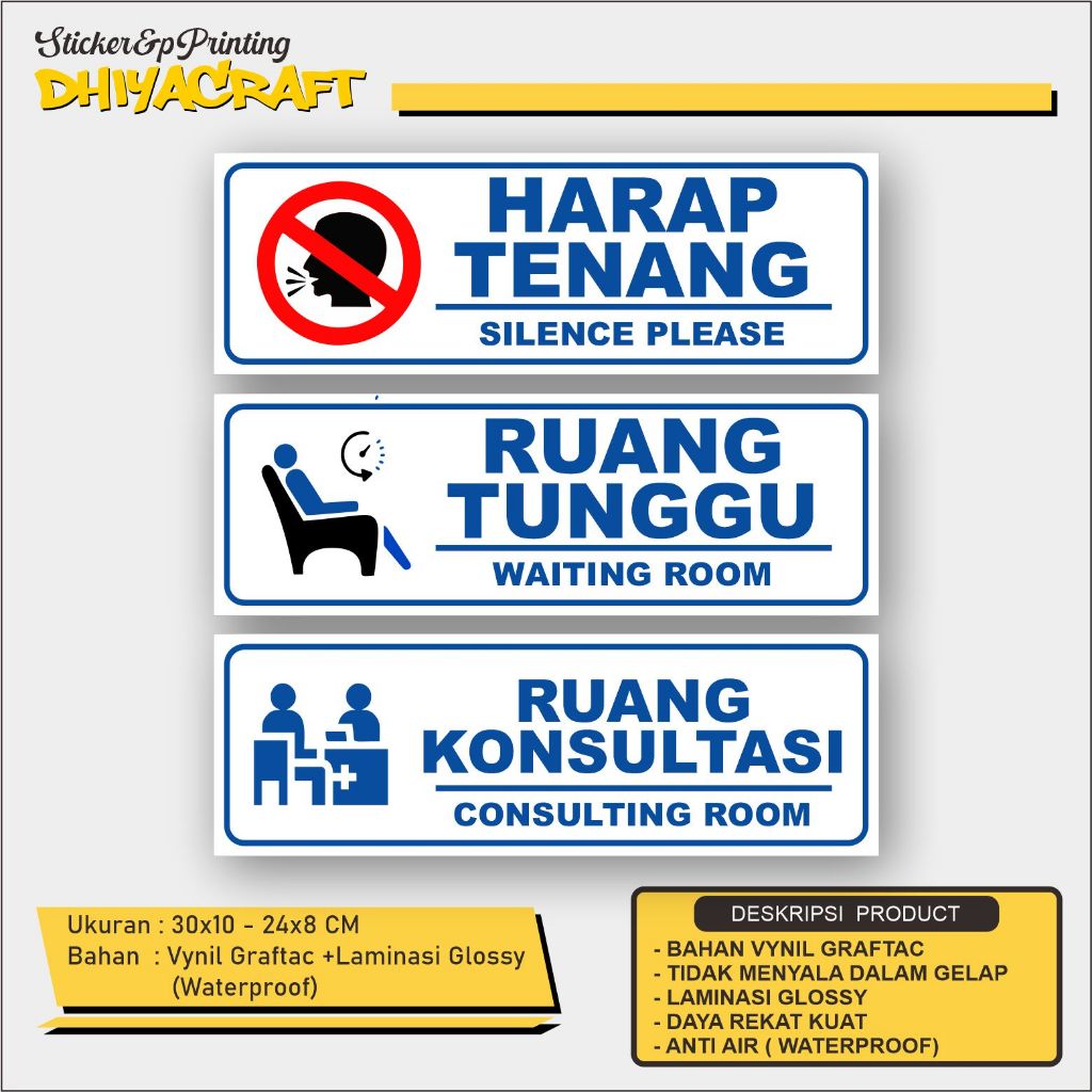 

STIKER HARAP TENANG, STIKER RUANG TUNGGU , STIKR RUANG KONSULTASI