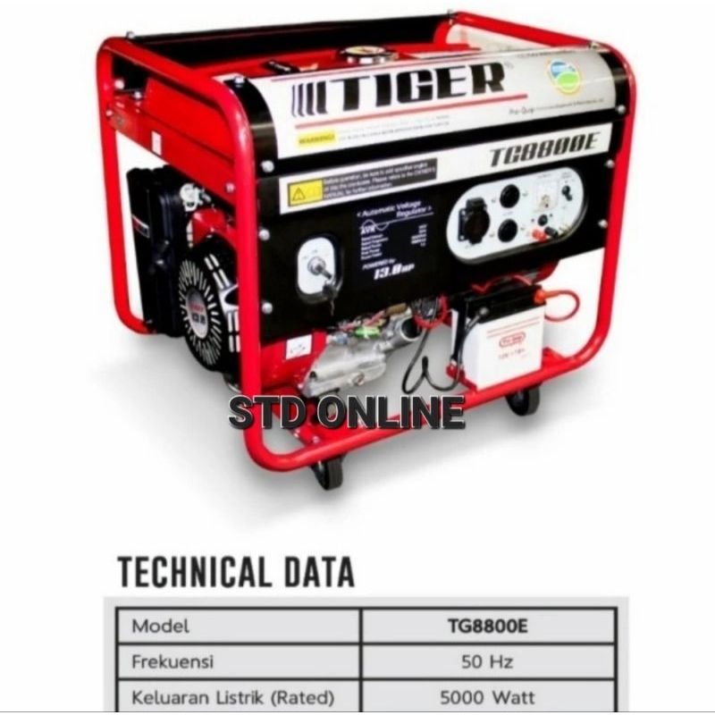 TG8800E MESIN GENSET TIGER GENERATOR TG 8800E