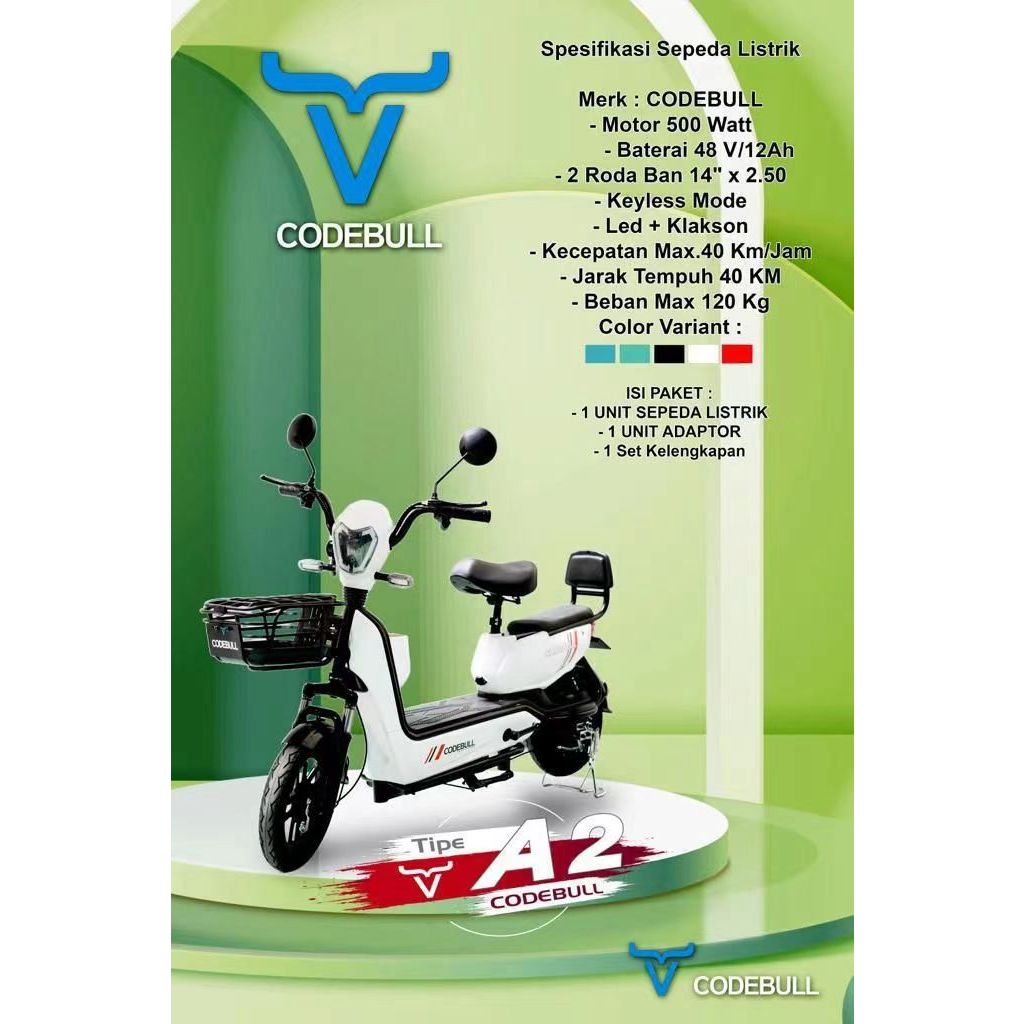 [READY STOK] Sepedah Listrik CODEBULL type A2 E-Bike Sepedah Motor Listrik Dewasa