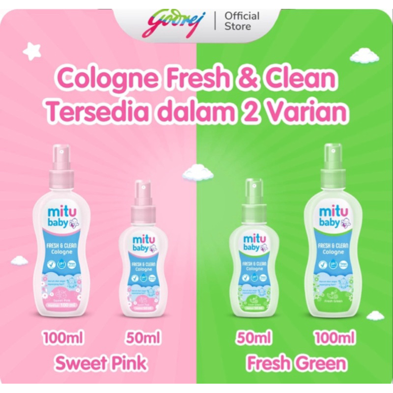 Mitu baby cologn fresh & clean 50ml , mitu cologn baby 100ml