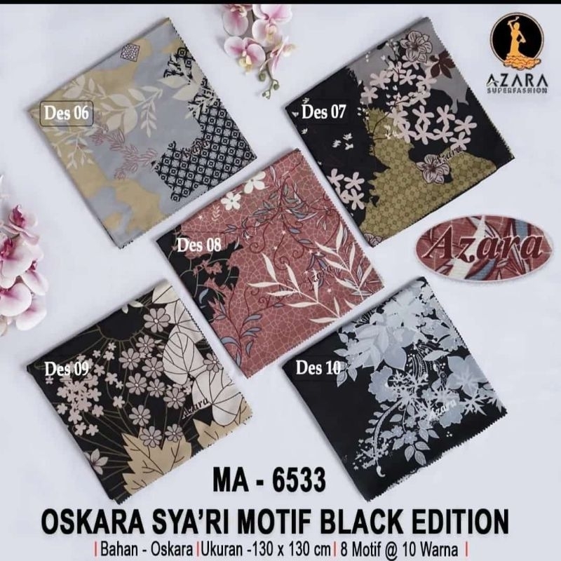 segiempat Oskara syar'i motif black edition by AZARA