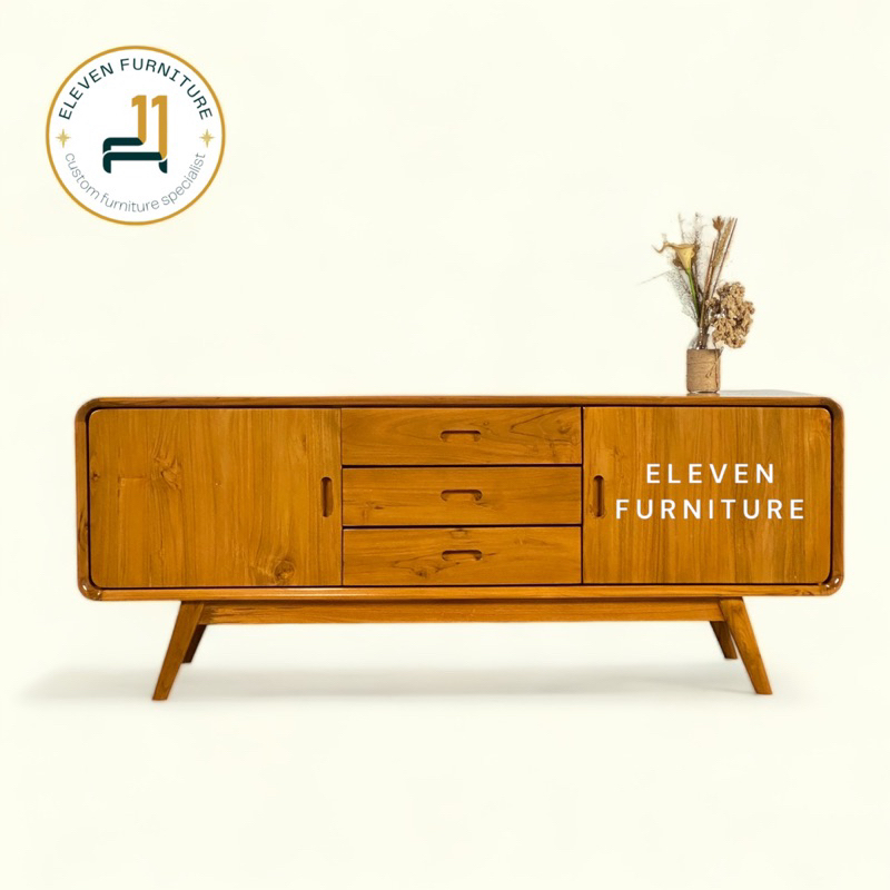 MEJA BUFET LEMARI KABINET TV 150 cm MINIMALIS RETRO kayu jati japandi korean industrial credenza