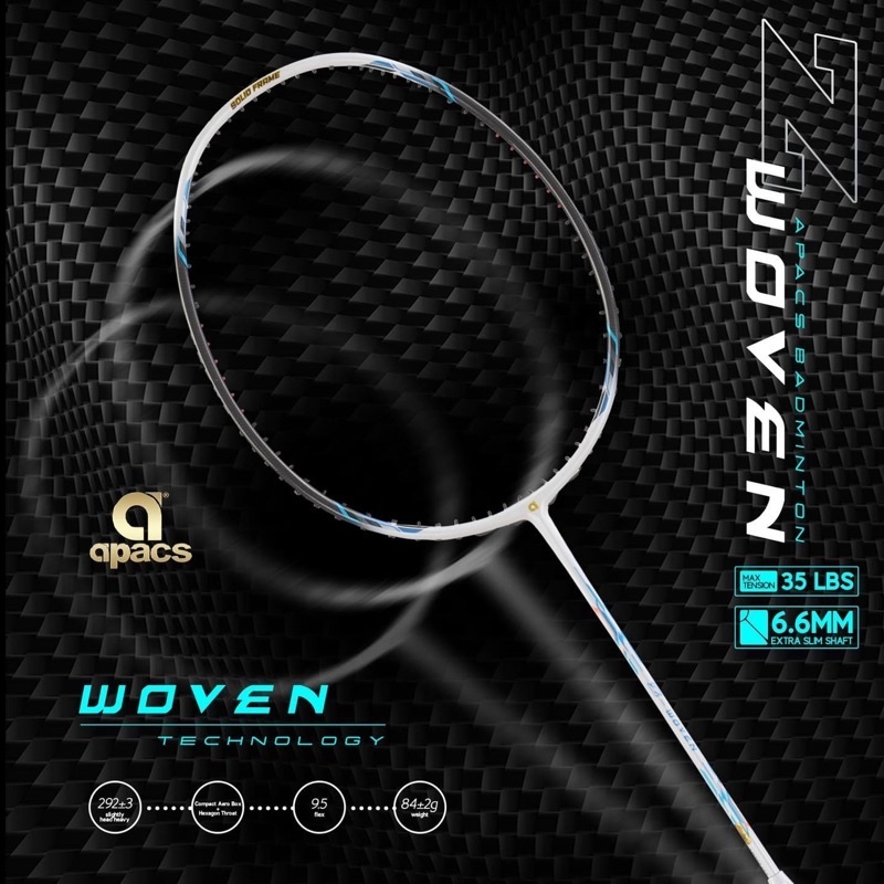 Raket Badminton Apacs Z-Woven Black Bonus Senar dan Grip