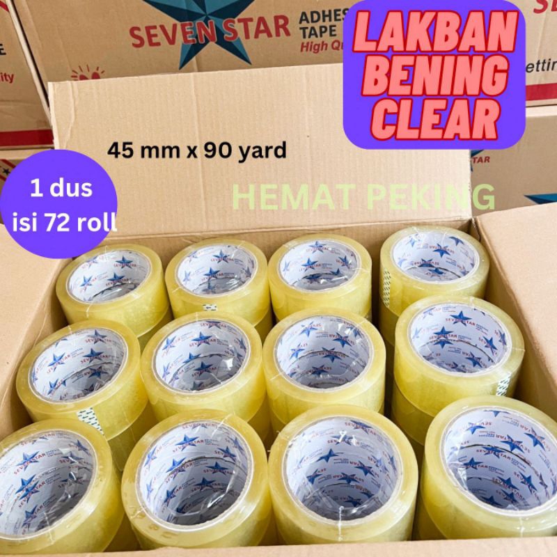 

Lakban Bening Super Rekat 1 dus isi 72 roll Clear transparan