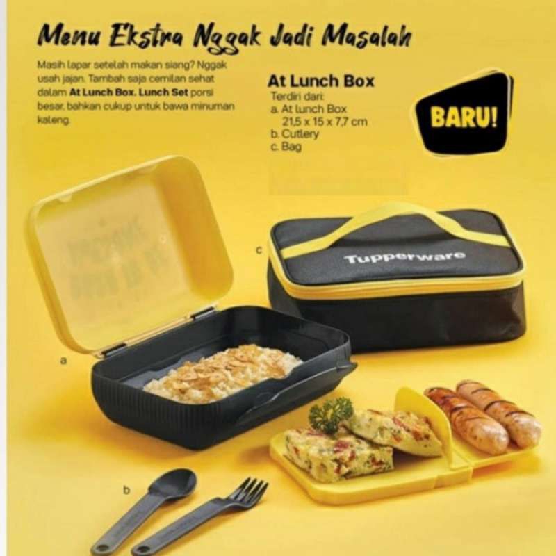 At lunch set tupperware tempat makan free tas