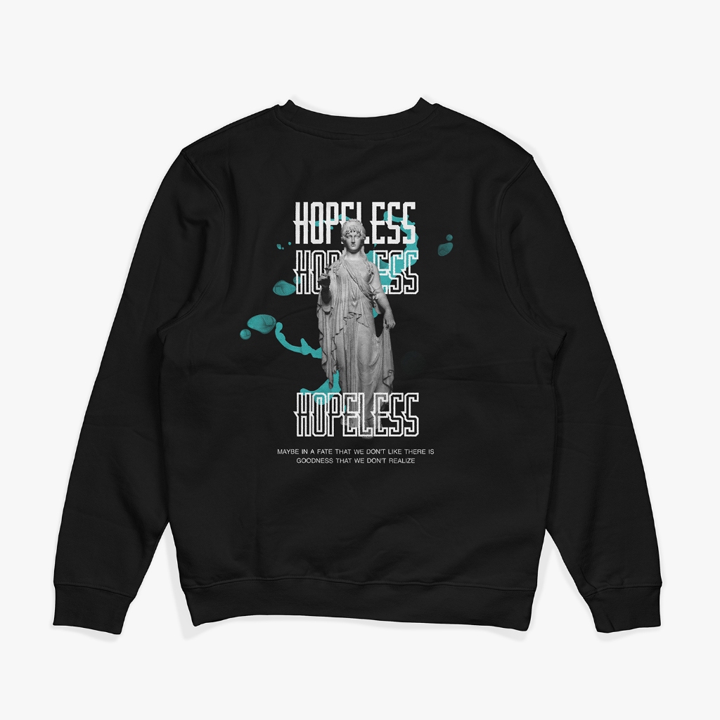 Sweater Pria HOPELESS Sweater Kaos Lengan Panjang Distro Pria Sweter Fleece Diskon Murah UK M - XXL
