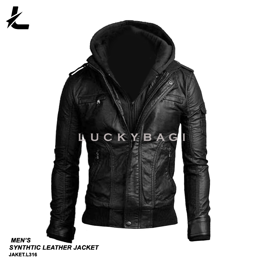 Jaket Kulit Pria Jaket Kulit Sintetis Hoodie Jaket Kulit Hoodie