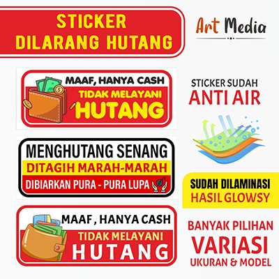 

Stiker Dilarang Hutang Anti Air Awet dan Tahan Lama Ukuran 30 X11CM