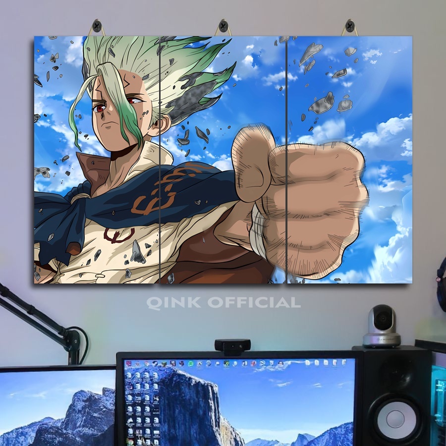 Poster Kayu Gambar Anime Keren Dr Stone 45X30 Multipanel | Poster Kamar Anime Wallpaper Dr Stone | H