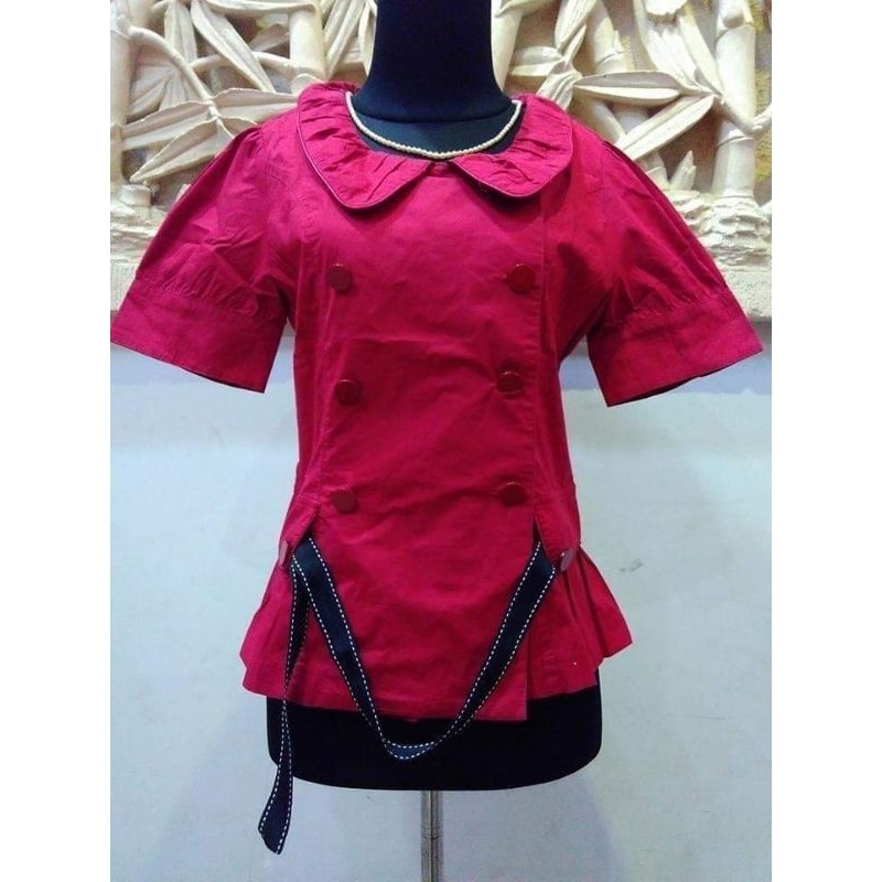 Blazer Wanita / Blazer Merah / Blazer Crop Lengan Pendek Prelove