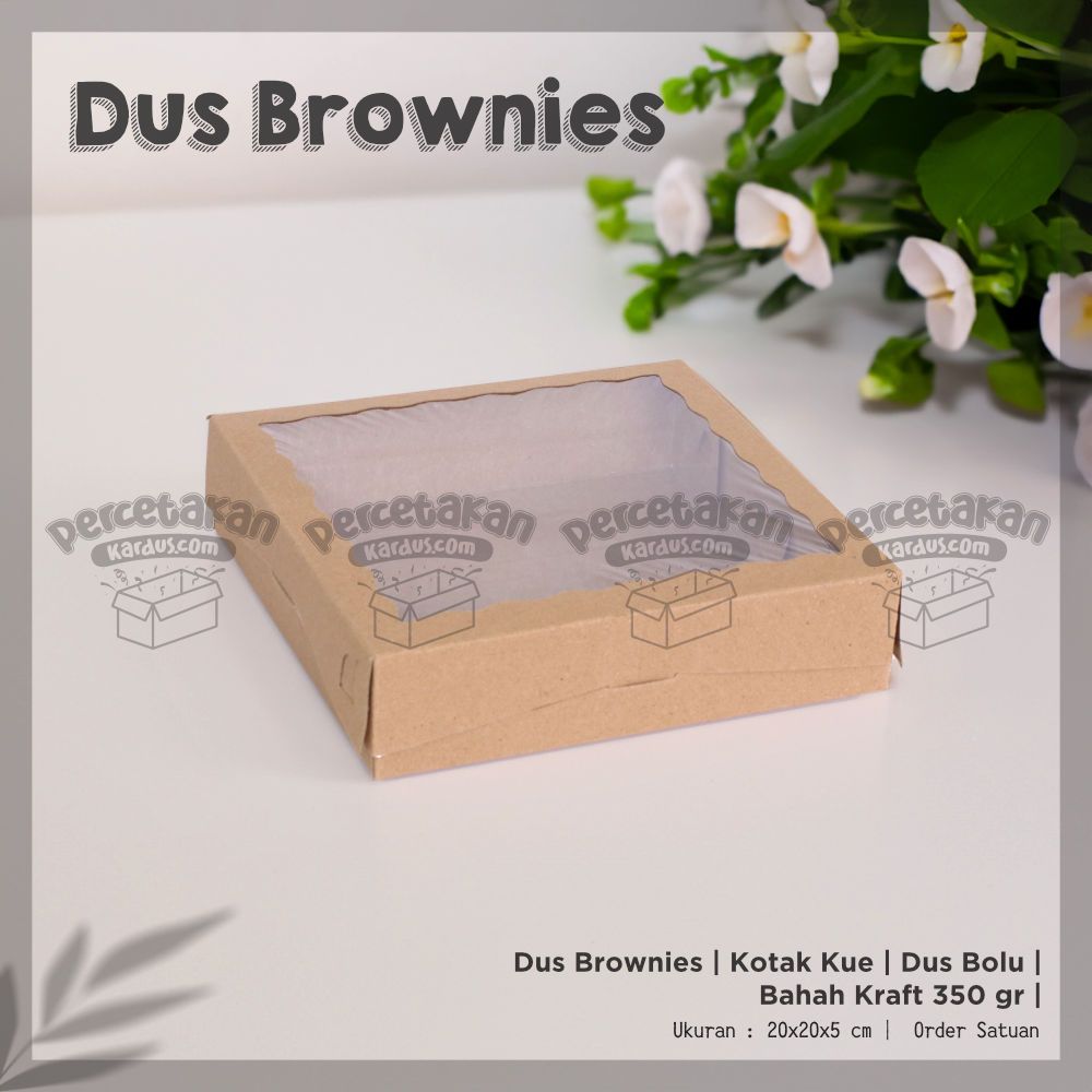 

Dus Brownies / Kue Kraft 350 Laminasi Ukuran 20x20x5 CM