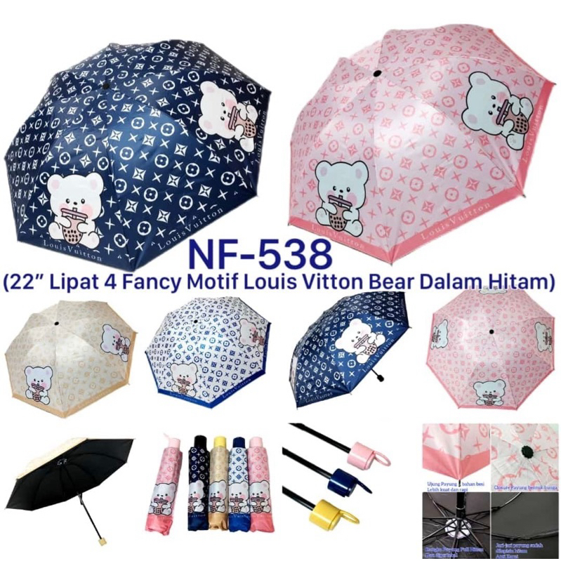 NF538 - Payung Umbrella Lipat Motif Bear Lv Lucu Murah