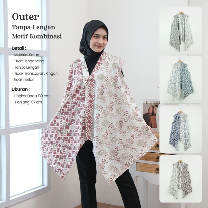 Outer Batik Soft Tanpa Lengan Motif Kombinasi Bunga - Joglo Batik